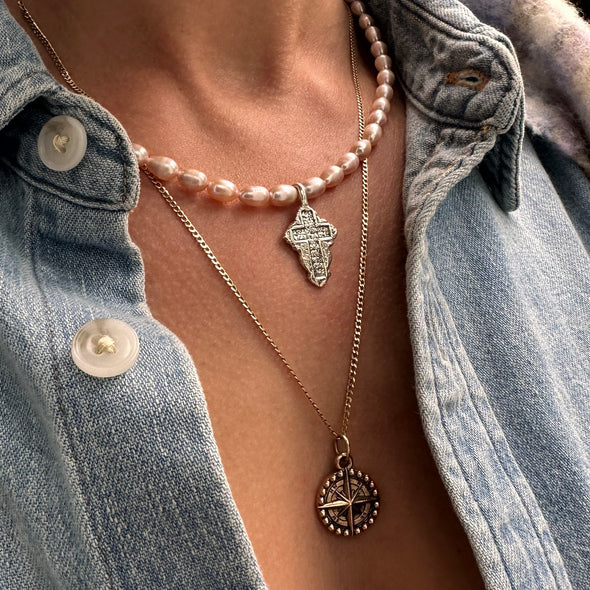 Vintage Rose Cross Necklace