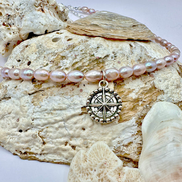 Rose Pearl Compass Necklace