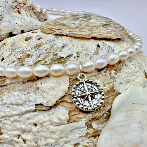 Cream Pearl Compass Necklace