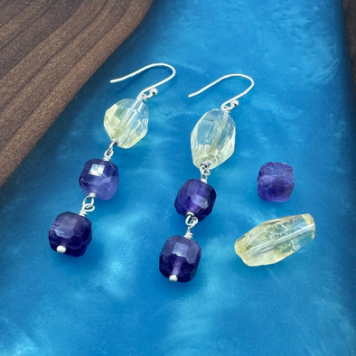 Gemstone Statement Dangle - Amethyst & Citrine