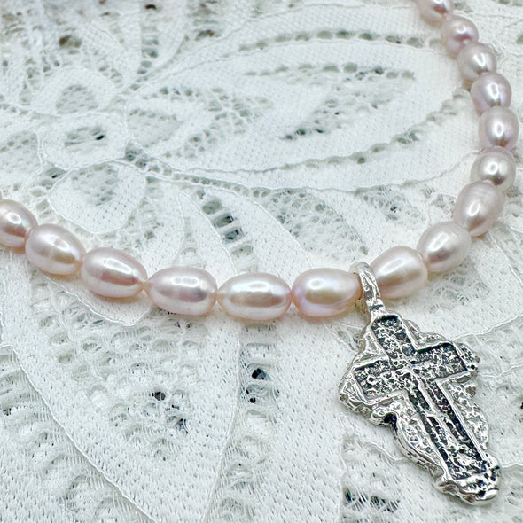 Vintage Rose Cross Necklace