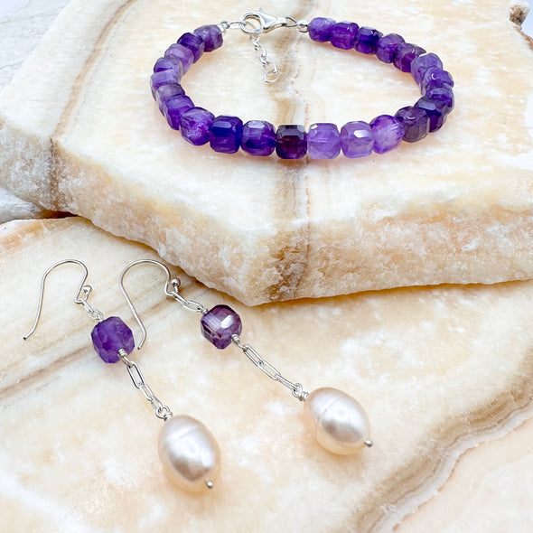 Amethyst Pearl Dangles