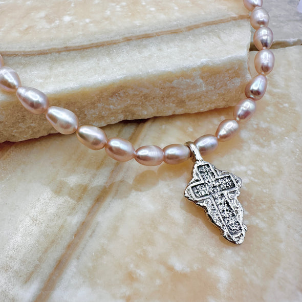 Vintage Rose Cross Necklace