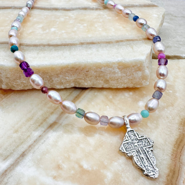 Gemstone Cross Necklace