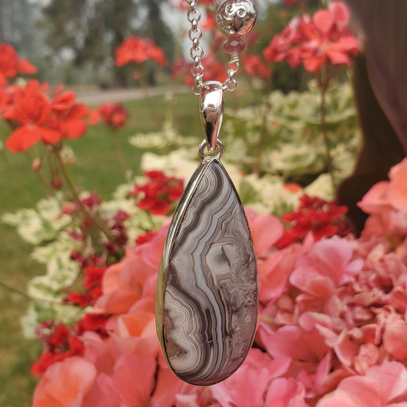 Lace Agate One Of A Kind Necklace - 28 Inches
